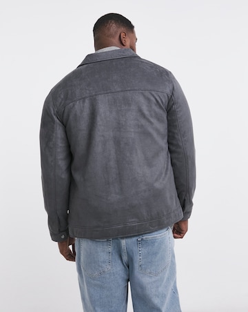 Grey Faux Suede Zip Jacket