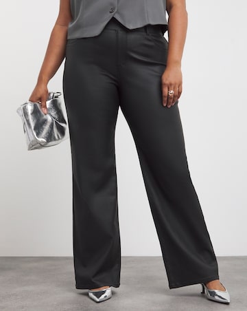 Black Coated Pull On Wide Leg Jeggings