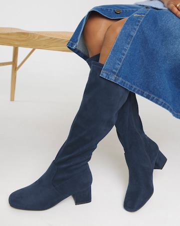 Claudia Low Block Heel Knee High Boots - Wide Fit (E) & Standard/Curvy Calf