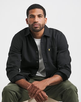 Lyle &amp; Scott Black Worsted Twill Overshirt