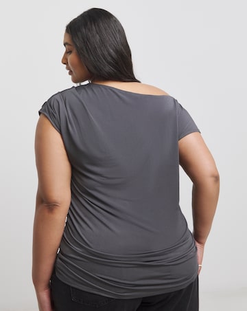 Dark Grey Off The Shoulder Top