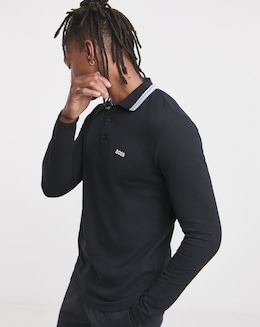 BOSS Classic Long Sleeve Plisy Polo - Dark Blue