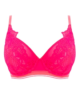 Figleaves Harper Geometric Lace Full Cup Underwired Bra B-G - Neon Pink