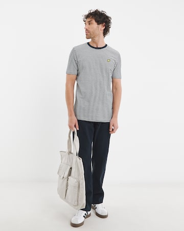 Lyle & Scott Short Sleeve Linen Blend Stripe T-Shirt - Navy/White
