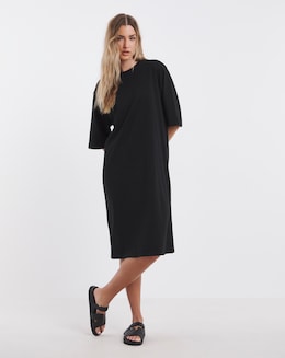 Simply Be Black Midi T-Shirt Dress