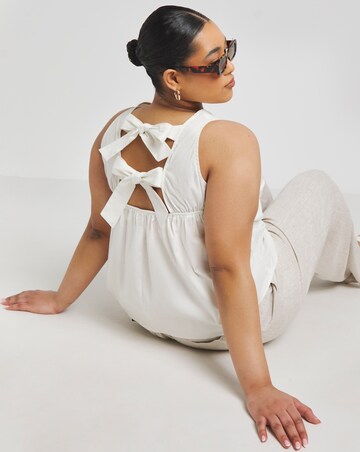 Simply Be White Bow Back Poplin Top