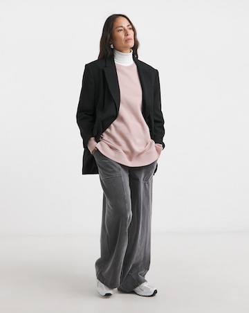 Crew Neck Popper Shoulder Longline Sweatshirt