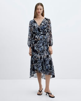 Mango Tie Waist Floral Wrap Front Cordoba Dress