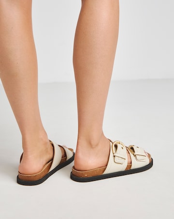 Hanoi Leather Double Buckle Footbed Sandals - Extra Wide Fit (EEE)
