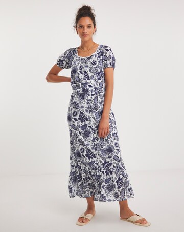 Anise Navy Print Button Front Co-Ord Top