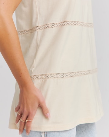 Ecru Sleeveless Crochet Trim Top