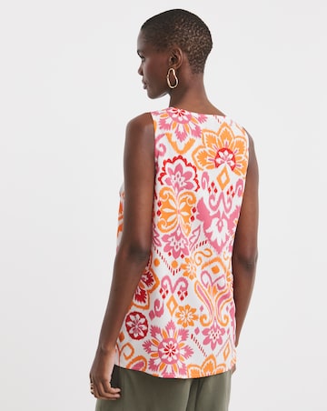 Printed V Neck Woven Vest