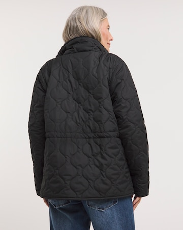 Black Reversible Borg Quilted Jacket
