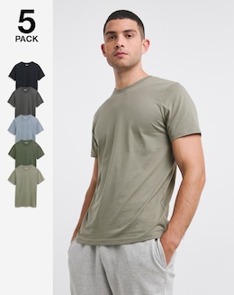 5 Pk Multi Crew T-Shirts Extra Long