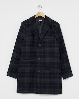 Wool Mix Check Overcoat