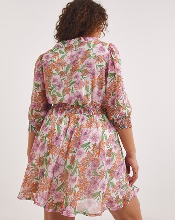 Floral Print Wrap Georgette Skater Dress