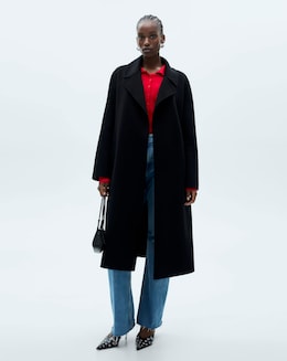 Mango Wool Coat with Tie Waist