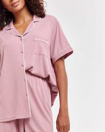 Pretty Secrets Supersoft Ribbed Button Through Pyjama Set