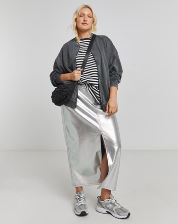Stripe & Charcoal Marl 2 Pack Curved Hem Longline T-Shirt