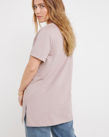 Simply Be Sage & Mocha 2 Pack Longline Pure Cotton V Neck T-Shirts