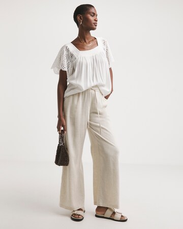 Square Neck Crochet Sleeve Top