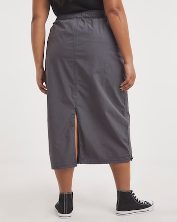 Charcoal Grey Parachute Cargo Midi Skirt