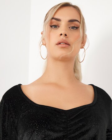 Black Velvet Glitter Ruched Top
