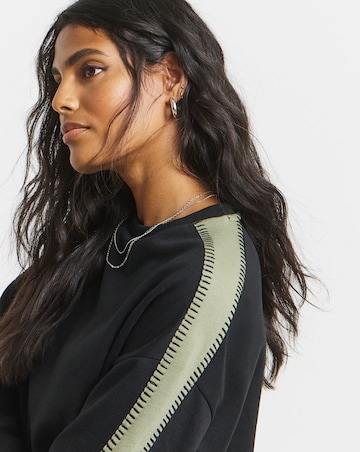 Black & Khaki Whipstitch Sweatshirt