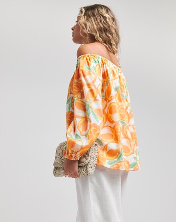 Simply Be Orange Print Linen Bardot Top