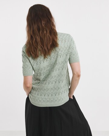Sage Crochet Short Sleeve Jumper
