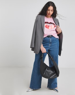 Simply Be Pink Foil Lips T-Shirt