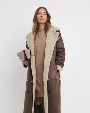 Tan Maxi Shearling Jacket