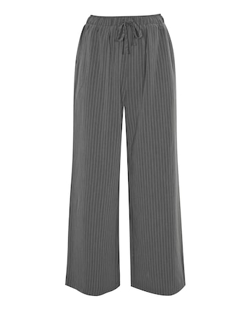 Soft Pull On Grey Pinstripe Wide Leg Trousers