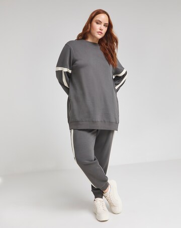 Charcoal Side Stripe Crew Neck Tunic