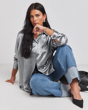 Charcoal Premium Satin Relaxed Shirt