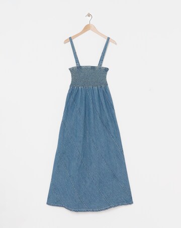Blue Ruched Bodice Midaxi Dress