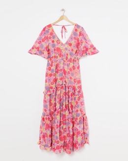 Simply Be Pink Floral Tiered Maxi Dress