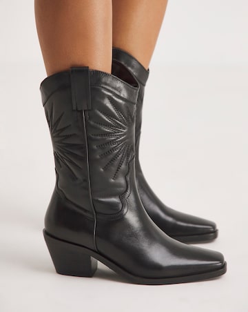 Maeve Leather Embroidered Western Cowboy Boots - Wide Fit (E) & Standard Calf