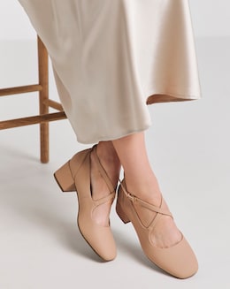Heavenly Soles Adele Block Heel Cross Strap Mary Jane - Extra Wide Fit (EEE)