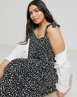 Mono Print Supersoft Jersey Tie Strap Dress