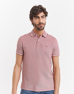 Tommy Hilfiger Short Sleeve Oxford Two Tone Polo - Red