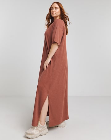 Simply Be Terracotta Soft Ribbed Maxi T-Shirt Dress