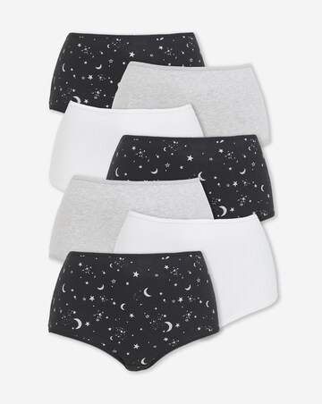 Pretty Secrets (7 Pack) Cotton Full Fit Knickers Grey Stars