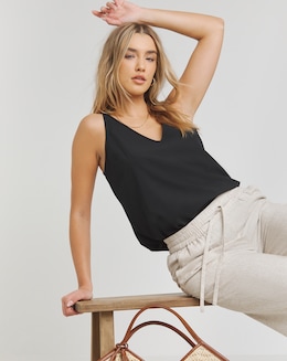 Simply Be Black V Neck Cami