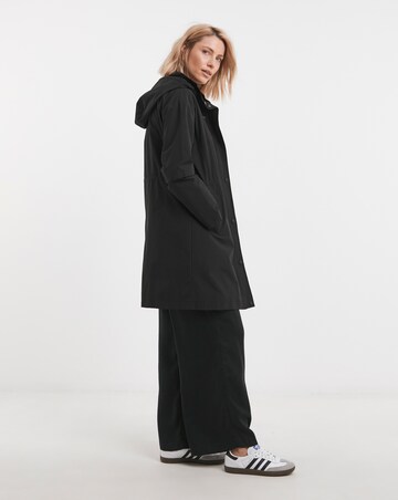 Black Longline Shower Resist Rain Jacket