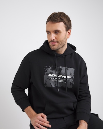 Jack & Jones Graphic Logo Hoodie - Black