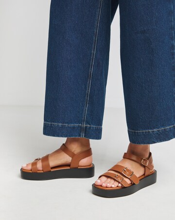 Tokyo Multi Buckle Hardware Detail Sandals - Wide Fit (E)