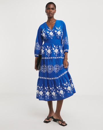 Embroidered Smock Dress