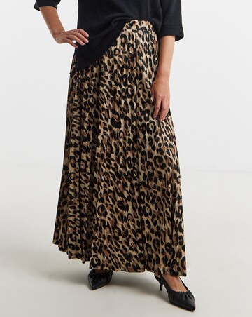 Animal Pleated Pull On Jersey Maxi Skirt