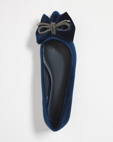 Carballo Velvet Bow Trim Flat Shoes - Wide Fit (E)